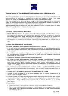 General Terms of Use and Licence Conditions ZEISS Digital Servicesのプレビュー画像