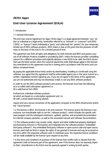 ZEISS Apps End User License Agreement (EULA)のプレビュー画像