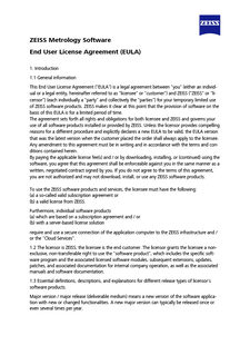 ZEISS Metrology Software End User License Agreement (EULA)のプレビュー画像