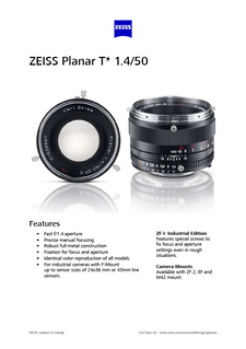 ZEISS Planar T* 1.4/50のプレビュー画像