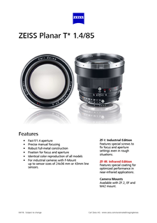 ZEISS Planar T* 1.4/85のプレビュー画像