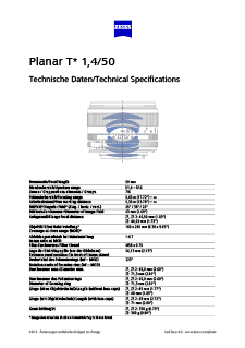 ZEISS Planar T* 1.4/50のプレビュー画像