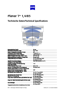 ZEISS Planar T* 1.4/85のプレビュー画像