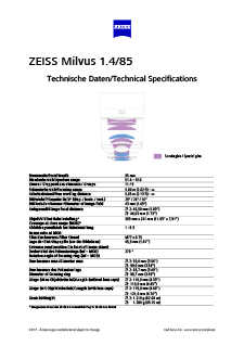 ZEISS Milvus 1.4/85のプレビュー画像