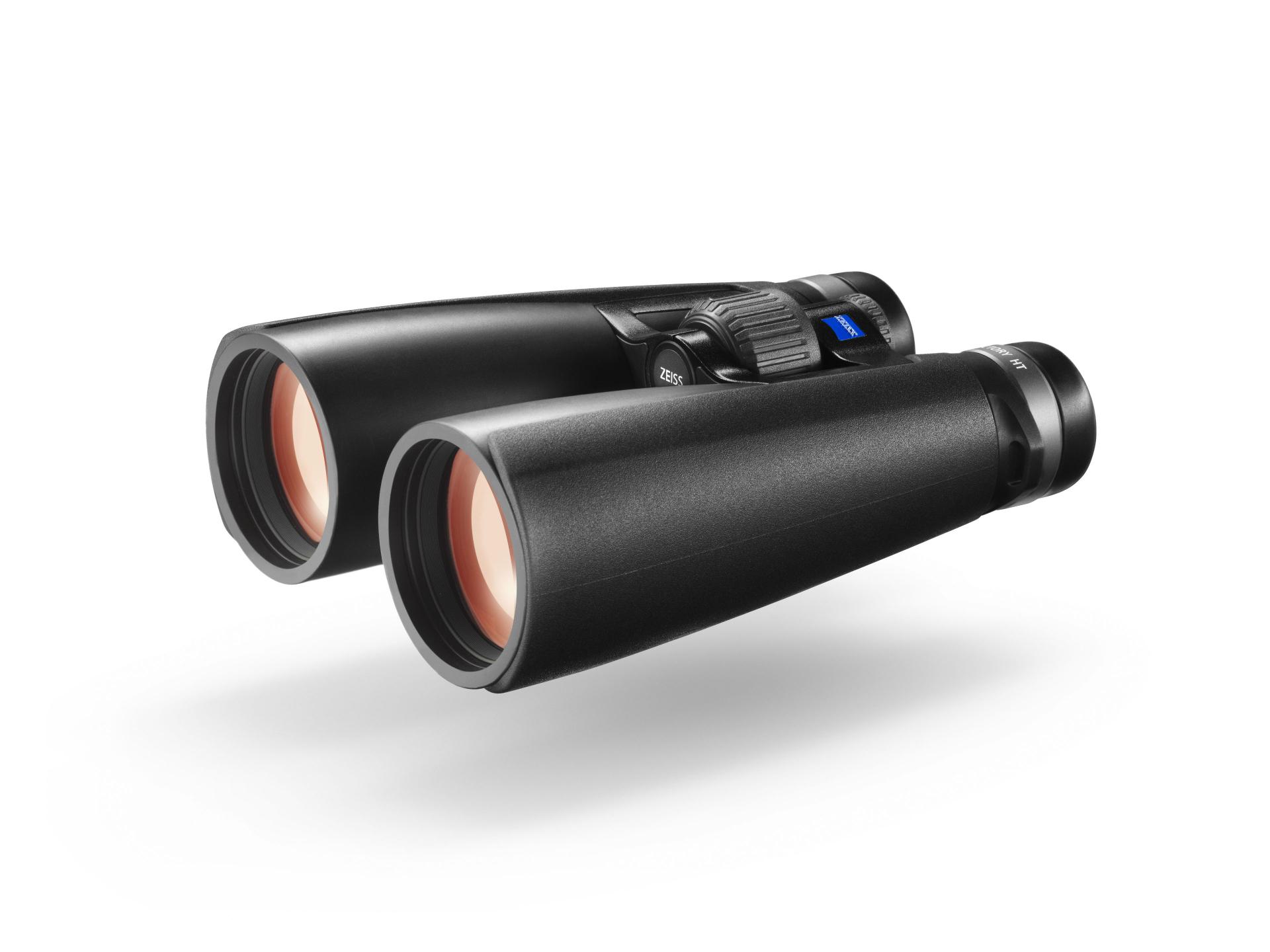 Black ZEISS binoculars with large objective lenses and a central focusing wheel, displayed on a white background.