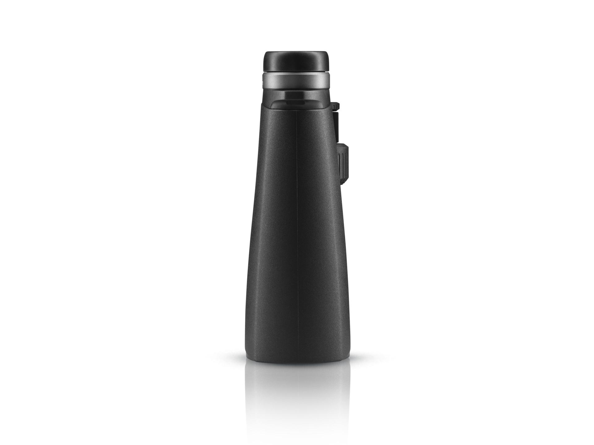 Black ZEISS binocular with a textured grip, shown standing upright against a white background.