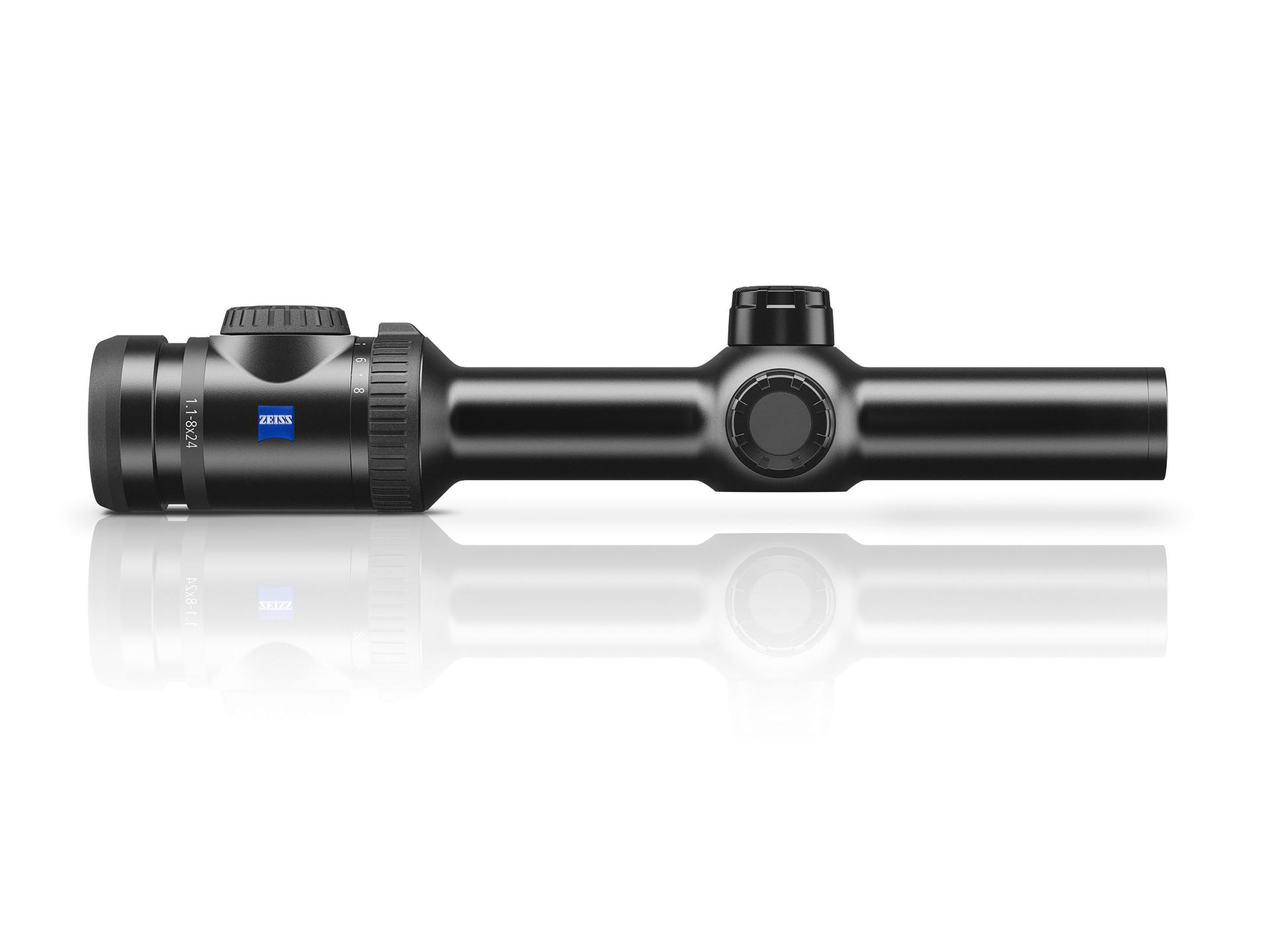 Side view of the ZEISS V8 riflescope highlighting its sleek design and precision engineering.
