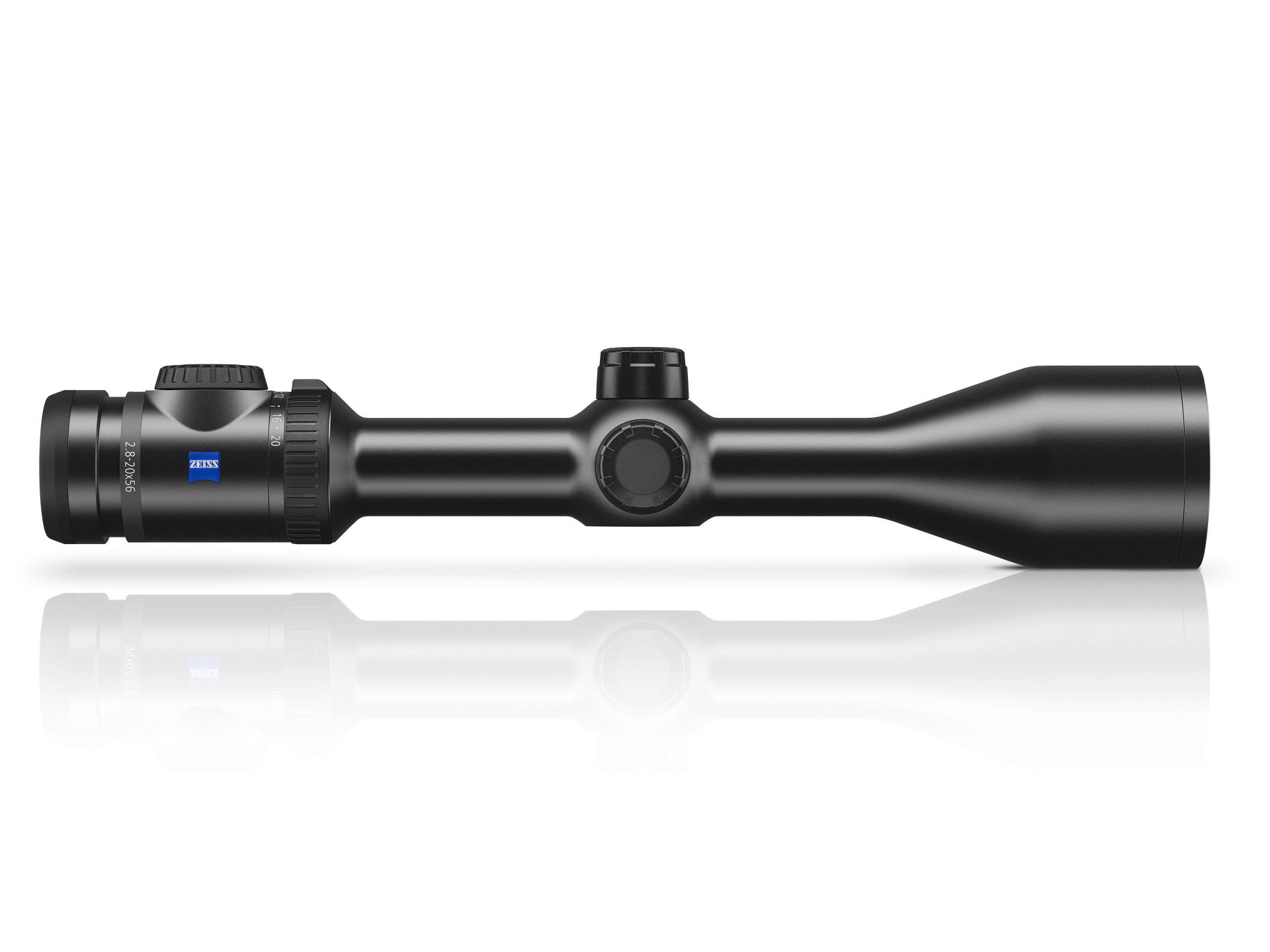 Side profile of the ZEISS Conquest V4 2.8-20x56 riflescope offering extended magnification for demanding hunts