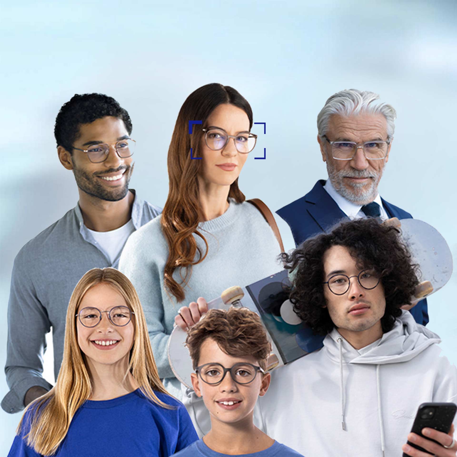 SmartLifeレンズを着けたさまざまな年齢の人々