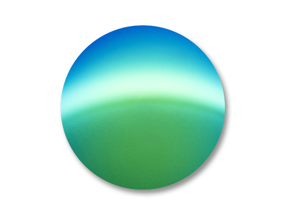 ZEISS DuraVision Mirror グリーンは上の部分が青にフェードアウトしています。